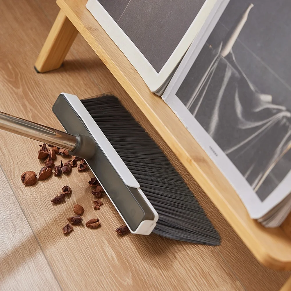 Three-Layer Soft Bristle for sweeper with Dustpan and Long Handle for Effective Hair and Dust Pickup on Hard Surfaces