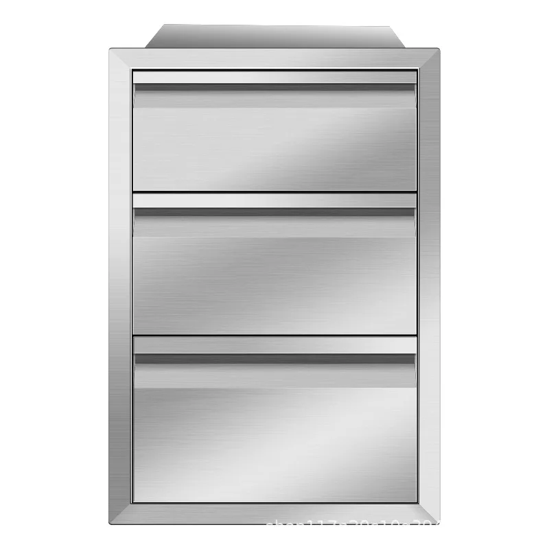 Custom Manufacturer Outdoor Kitchen 3 Drawers, Vertical Cabinets Handless Easy Cleaning