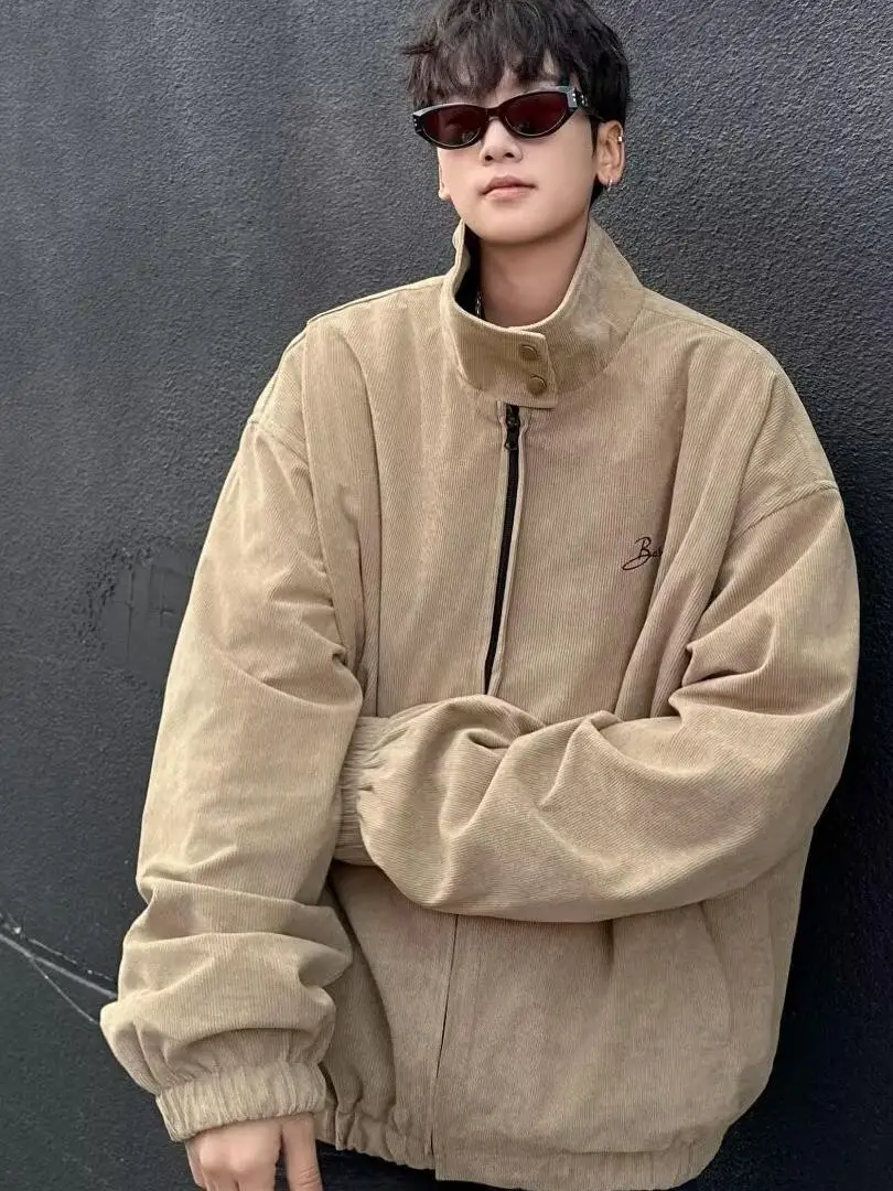 

American Retro Cleanfit Stand Collar Men's Jaet Autumn Winter Corduroy Sports Coat High End Feeling Baseball orm