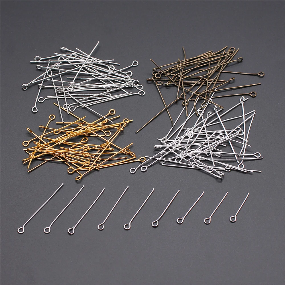 WYSIWYG 200pcs Eye Head Pins 18~35mm Eye Pins Bead Pins Jewelry Findings & Components For DIY Jewelry Making