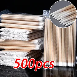 100/300/500Pcs Nails Wood Swab Clean Sticks Bud Tip Wooden Cotton Head Manicure Detail Corrector Nail Polish Remover Tools 10CM