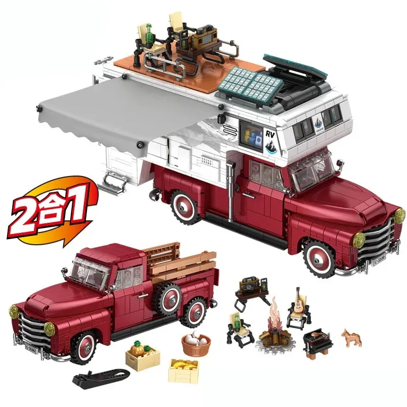 

2188PCS Creative Expert MOC Truck Camper Camping Truck Car Building Blocks Model Boy Education Assemble DIY Toys Christmas Gift