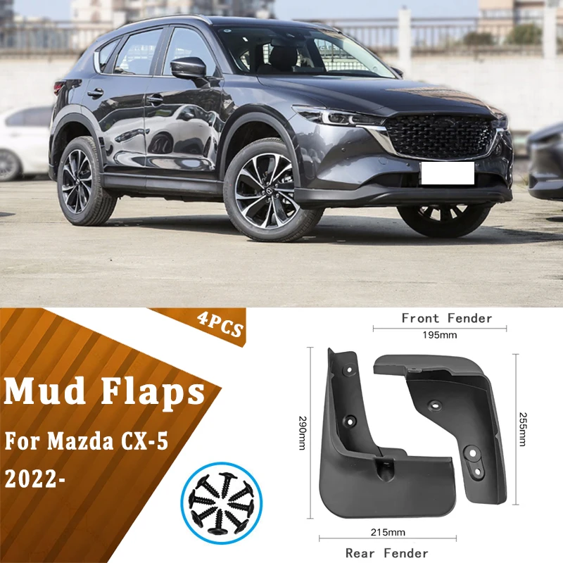 

4pcs Car Mud Flaps Fender Trim for Mazda CX-5 2022 Automotive Tire Mudguards, Waterproof, Mud Splashing Prevention Accessories