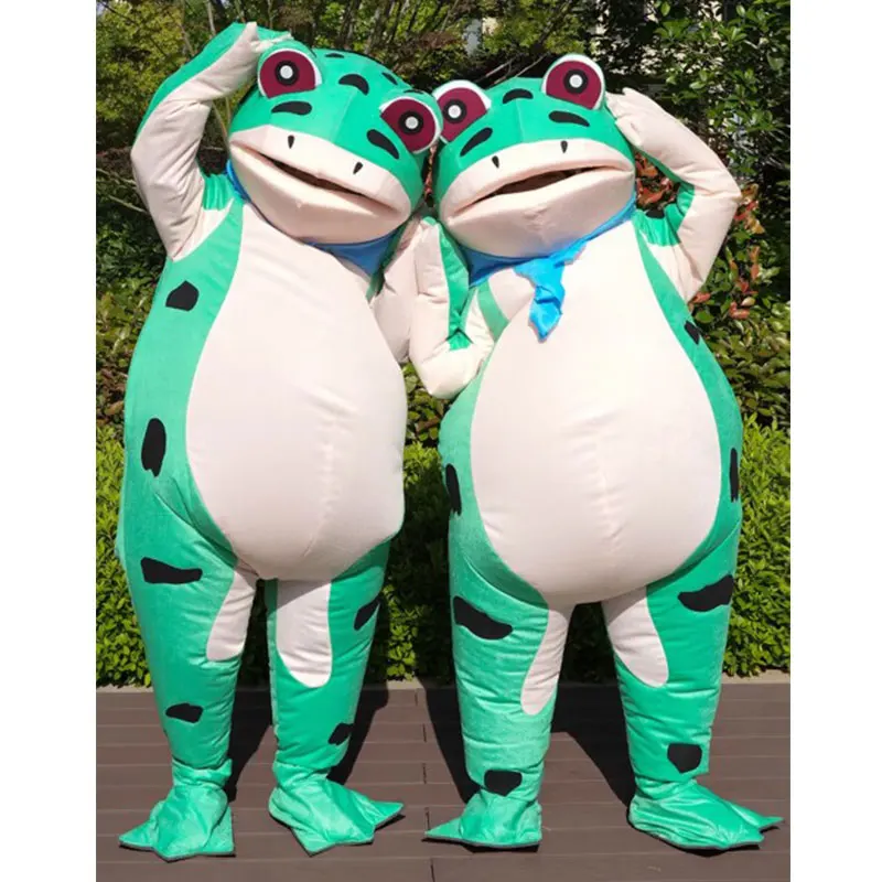 Disfraz inflable de Mascota de rana de dibujos animados para adultos, ropa de rendimiento para caminar, modelo de Gas de Sapo, decoraciones divertidas