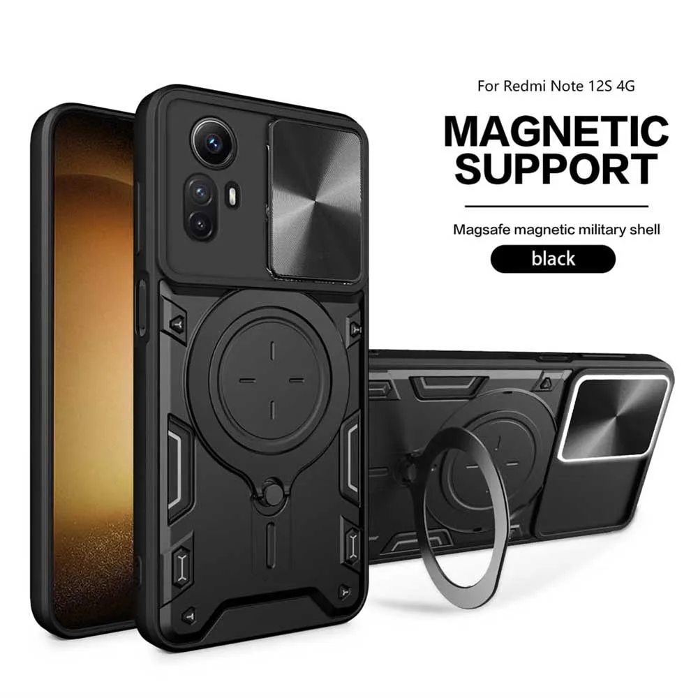 Magsafe Magnetic Camera protection case for Redmi Note 12 Pro Plus 11Pro 10Pro 12s 11s Armor Hybrid Metal Ring Back Cover