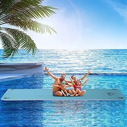 

10' x 5' / 16.5' x 5' Lily Pad Floating Mat, 3-Layer Lily Pad Swimming Pool Floating Water Mat, Thick and Durable Activities Mat