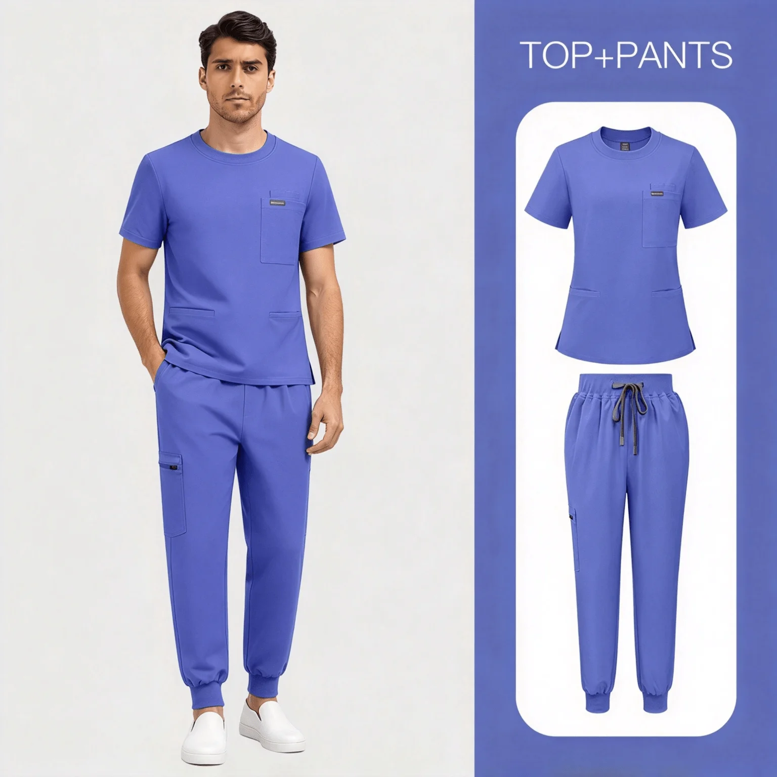 Scrubs Set New Style Short Sleeve Two Piece Work Uniform for Operating Room Aesthetical Salon Pet Hospital Daily Working Use