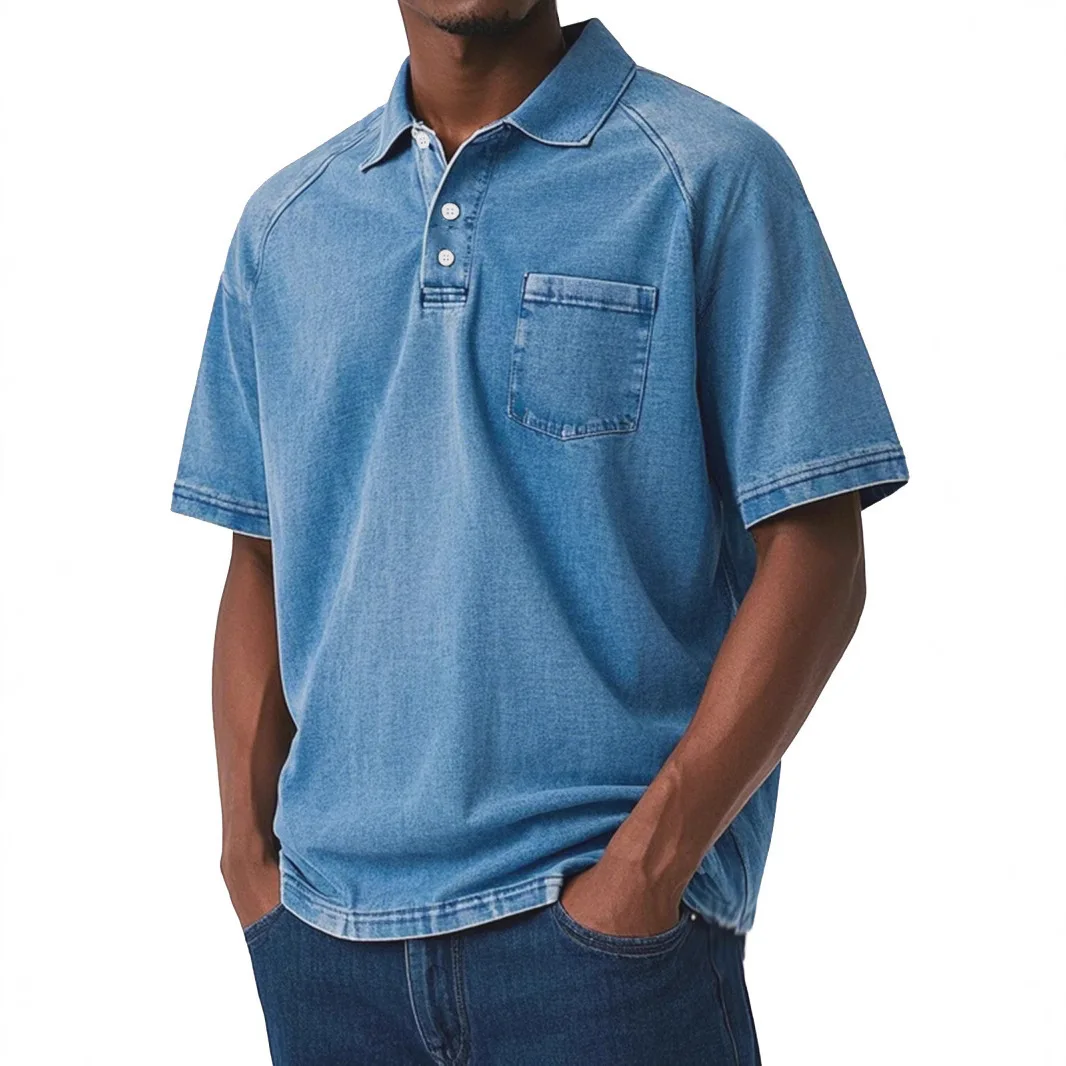 

Мужская рубашка поло на пуговицах с 3D цифровой печатью, футболка с коротким рукавом, однотонный модный повседневный топ