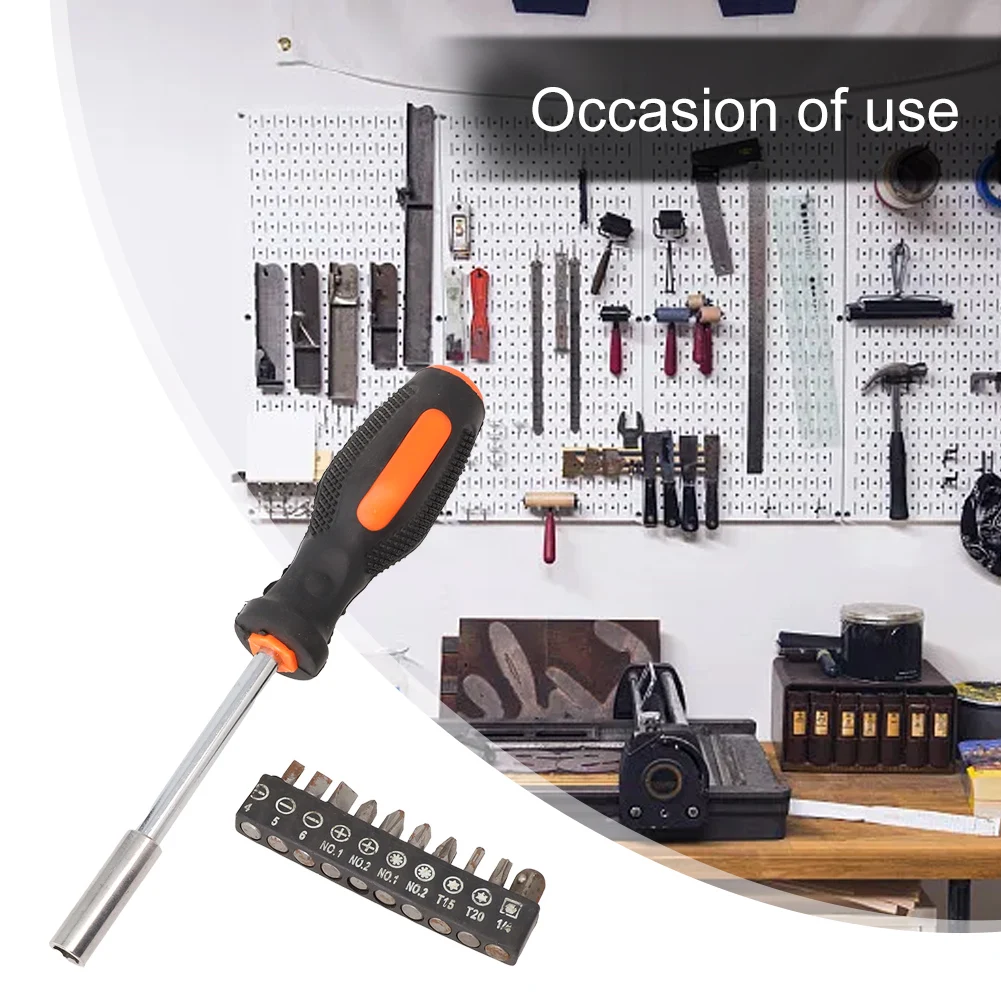 11pcs 6.3mm Handle Screwdriver Set Multifunction Magnetic Hex Screw Driver Bits For Repairing Furniture Appliance Hand Tools