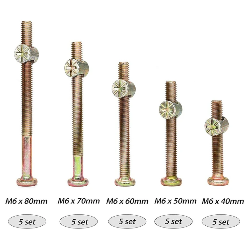 50pcs Zinc Plated Cot Bed Furniture Connecting Bolts Barrel Nut M6 Alan Allen Key Furniture Bolt Nut Screw Set view 4
