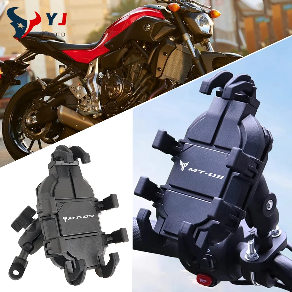 New For YAMAHA MT-03 MT-09 MT03 MT09 MT 03 09 Moto Accessories Handlebar Mobile Phone Holder W/ Shock Absorber GPS Stand Bracket