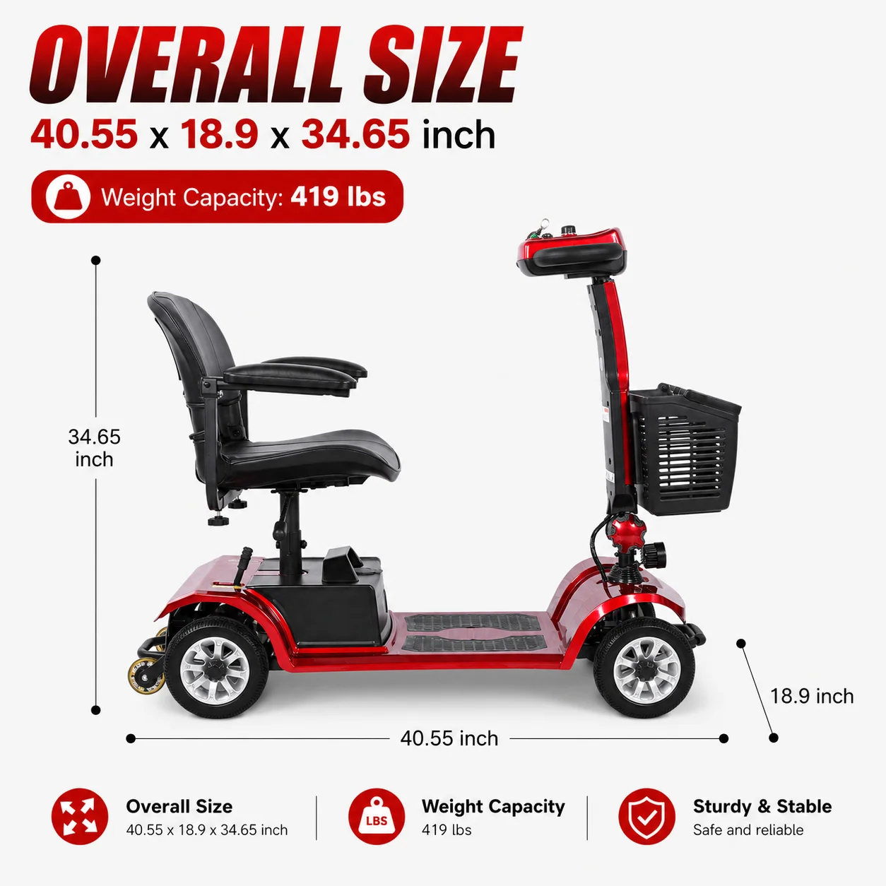 Electric Mobility Scooter for Seniors, 120kg Load Capacity, 6km/h Top Speed, Up to 15km Travel Range, Removable Lithium Battery, Lightweight Aluminum Alloy Frame, Comfortable Seat, Compact Design, Easy to Operate