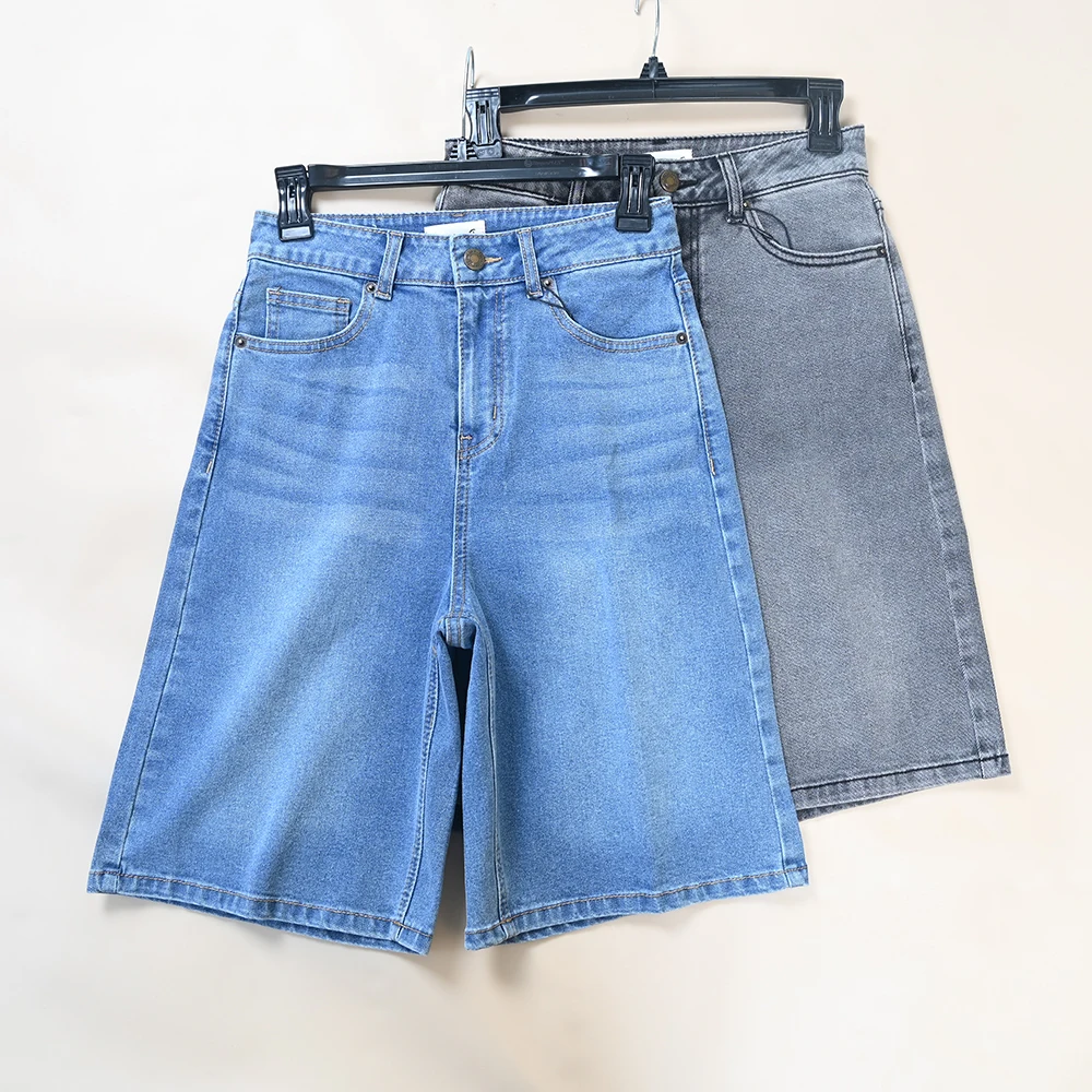 

Summer New Women's High Waist Versatile Denim Casual Five-Point Shorts Washed Cotton Straight Leg Medium Stretch Jeans