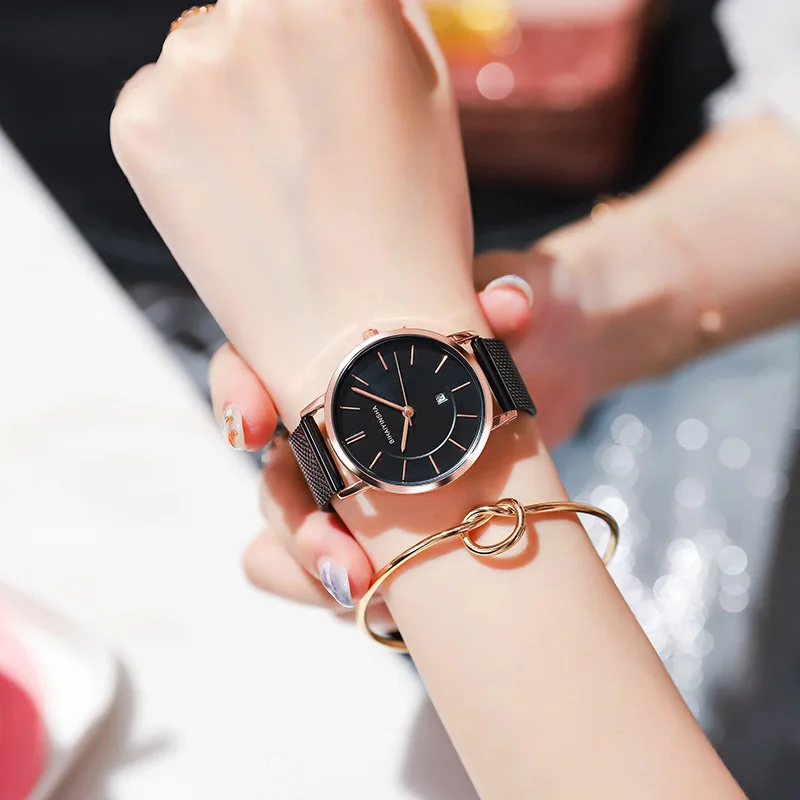 Reloj de cuarzo para mujer, accesorio elegante y personalizado, estilo coreano, resistente al agua, ideal para estudiantes, novedad de 2024