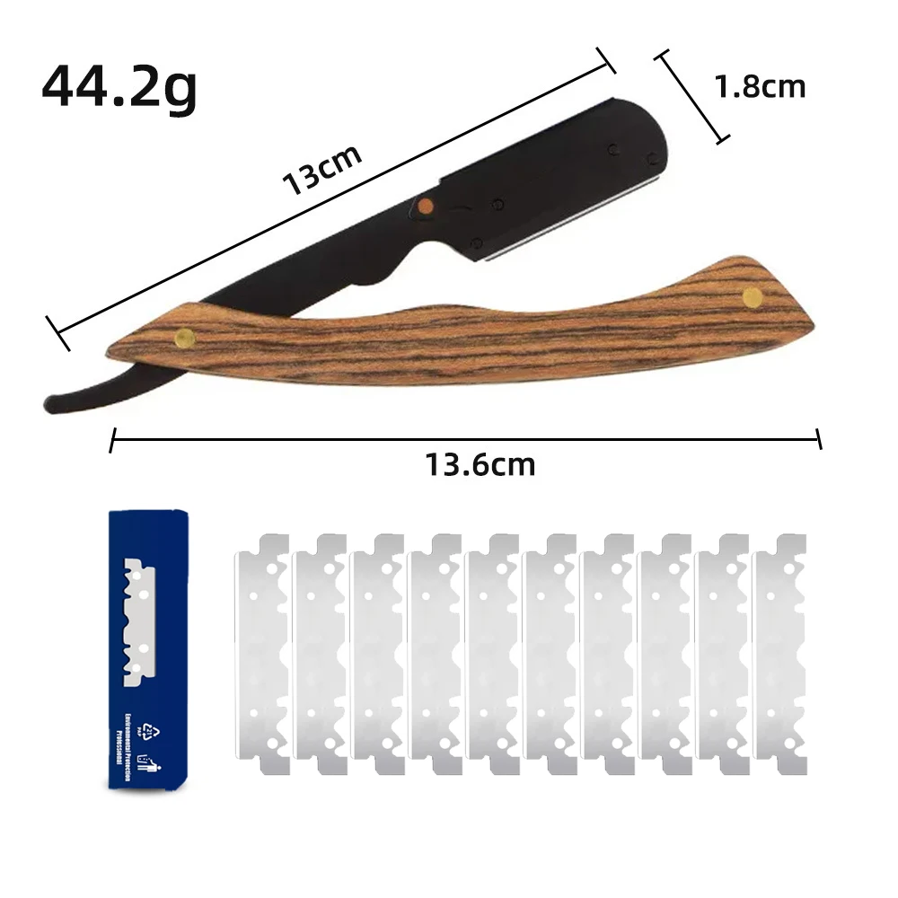 Whityle 07G Golden Sandalwood Manual Straight Razor Half Blade Haircut Beard Eyebrow Shaver for Men Hairdresser Trimming