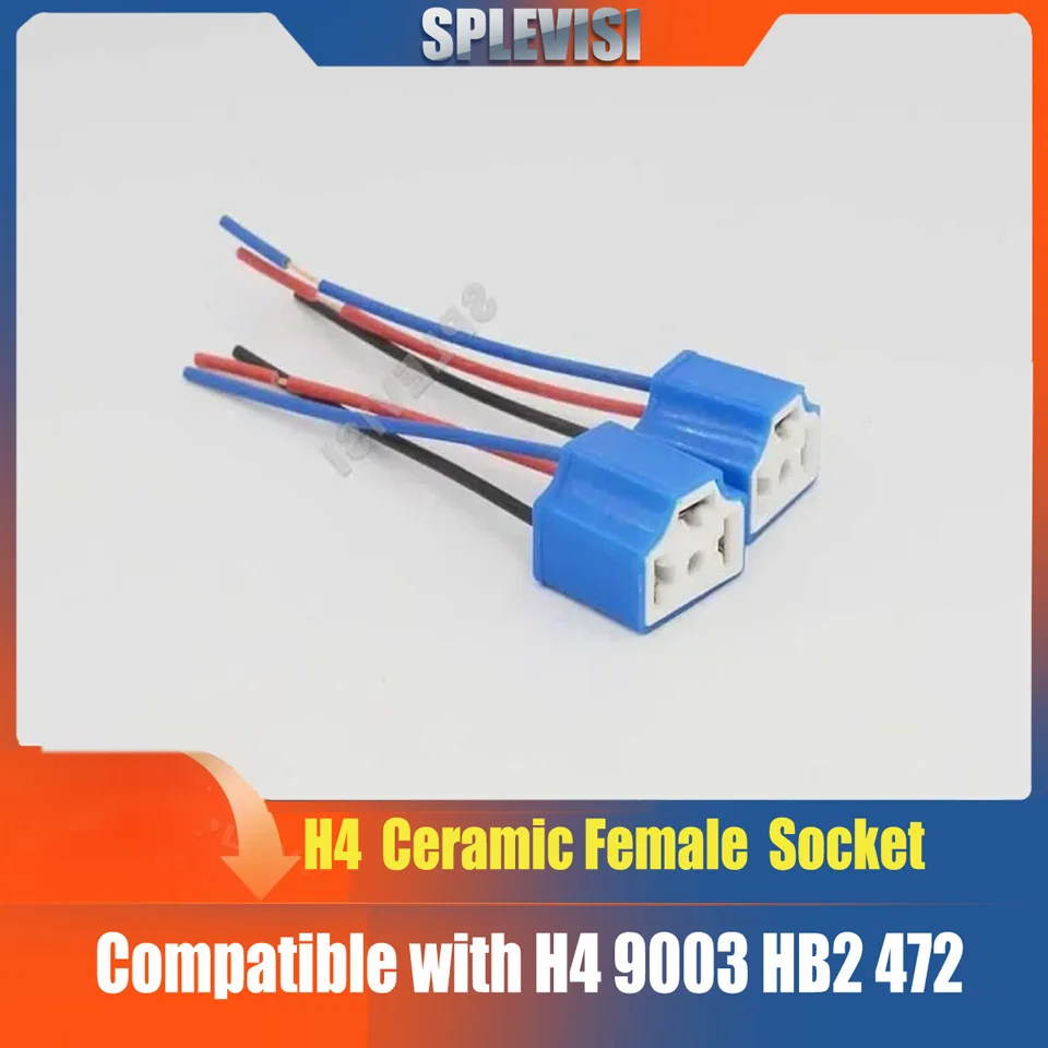 

H4 9003 HB2 Blue Female Pigtail Ceramic Headlight Connector Adapter Socket Headlamp Bulb Cable Plug
