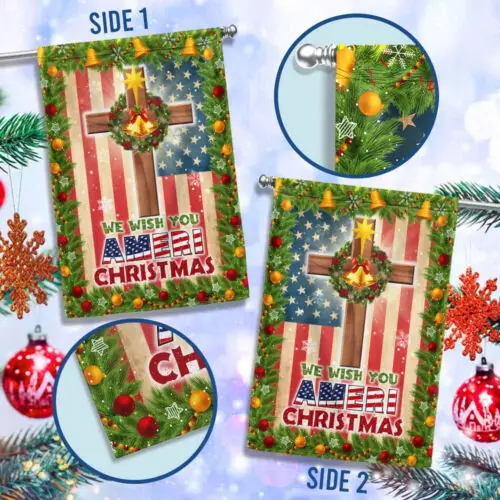 Christian Cross American Flag We Wish You Ameri Christmas Flag Garden Flag AAL HHM WZZ yyi