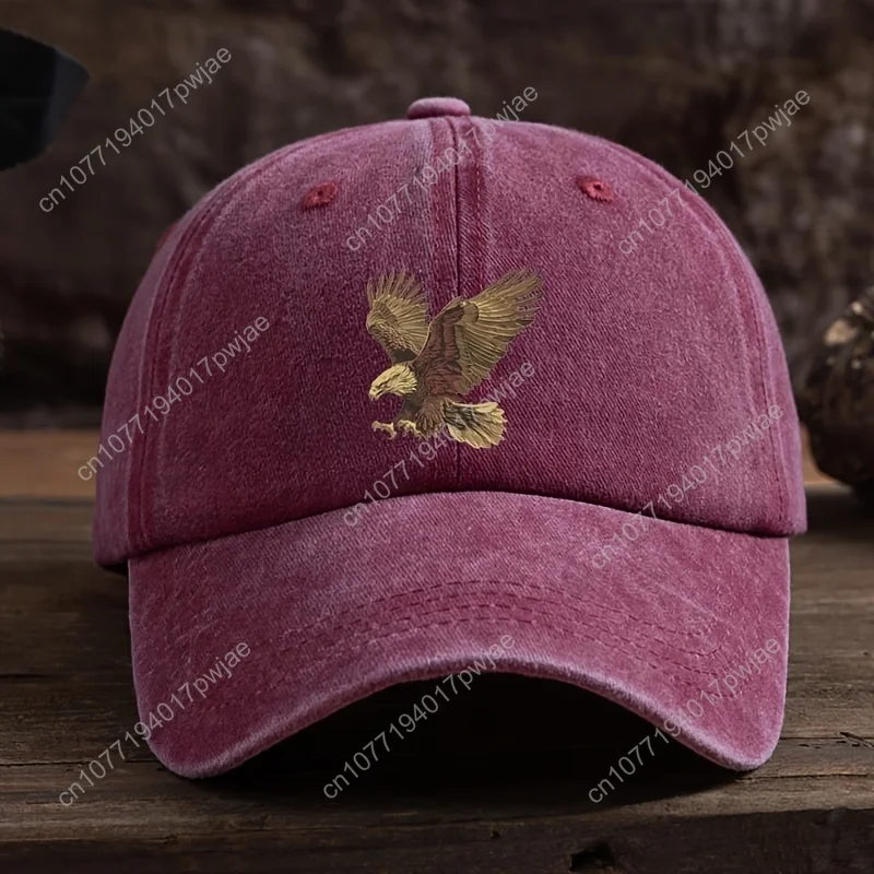 Men's Adjustable Eagle Print Baseball Cap, Stylish Dark Blue Hip Hop Sun Hat | Eagle Design | Durable Headwear