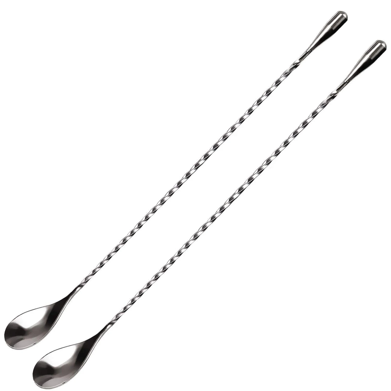 Mixing Spoon Stainless Steel Set of 2 Professional Cocktail Bar Tool (12 Inches) Japanese Style Teardrop End