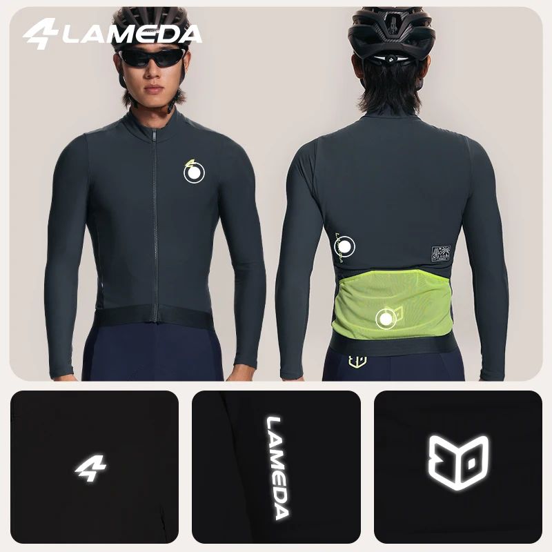 

Lameda Men's Cycling Jersey Comfortable Fleece Long Sleeve Autumn Winter Men Cycling Clothes Windproof Cycling Clothing