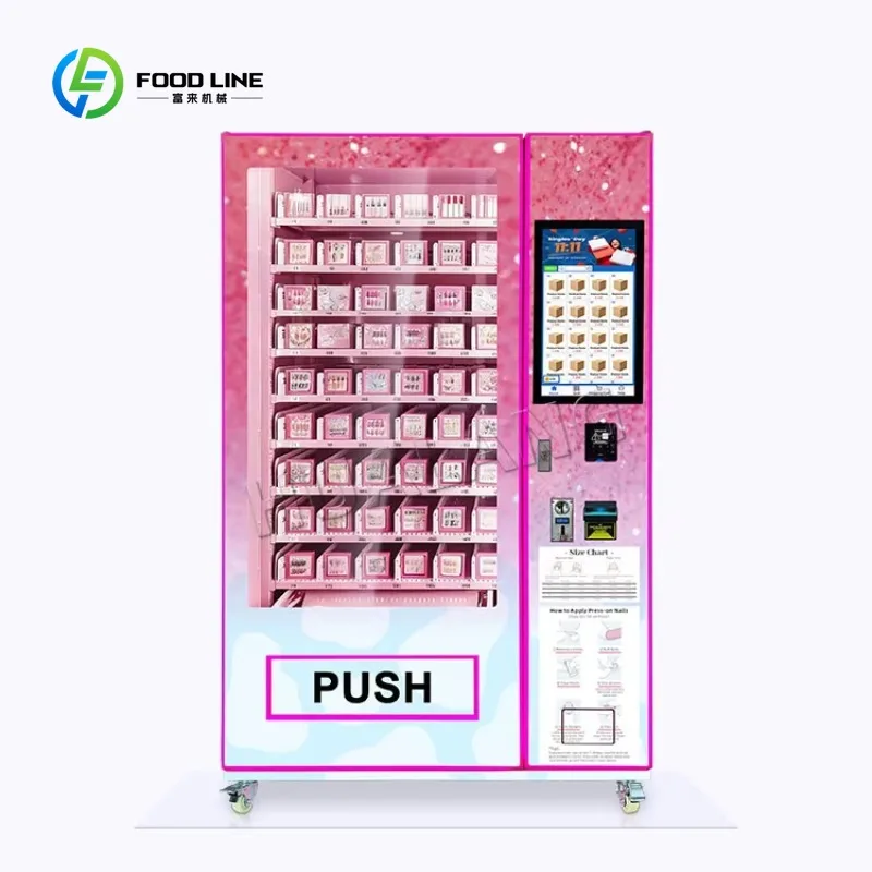 Customized 24/7 Wearable Press on Nail Vending Machine Pusher Rod Delivery Beauty Vending Machine with SDK Function