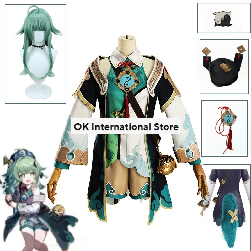 Huohuo Cosplay Costume Wig Game Honkai: Star Rail Dress Uniform Ghost Fox Hat Tail Shoe Outfit Xianzhou Luofu Carnival Cosplay