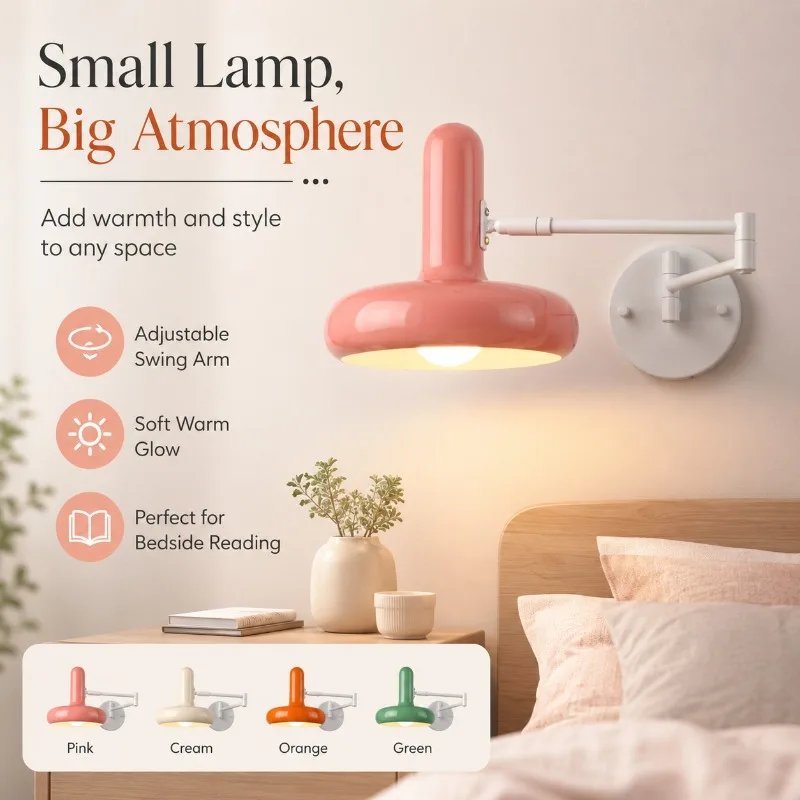 

Bedroom Bedside Wall Lamp Bauhaus Living Room Wall Lamp Cream Style Nordic Creative Retractable Study Reading Arm Lamp
