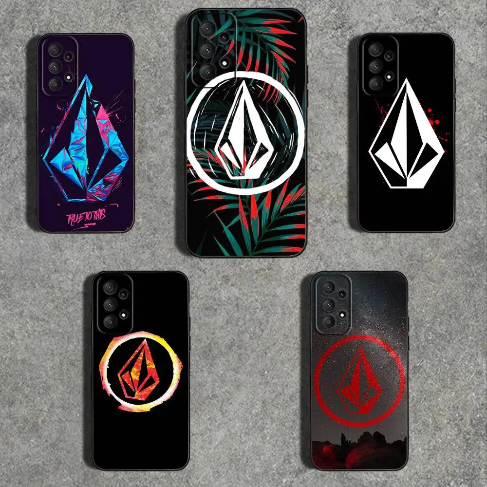V-VOLCOM Sport S-Style  Phone Case For Samsung Galaxy A73,31,32,72,41,53,52,71,22,5G,Note,J7,8,9 Soft Black Cover