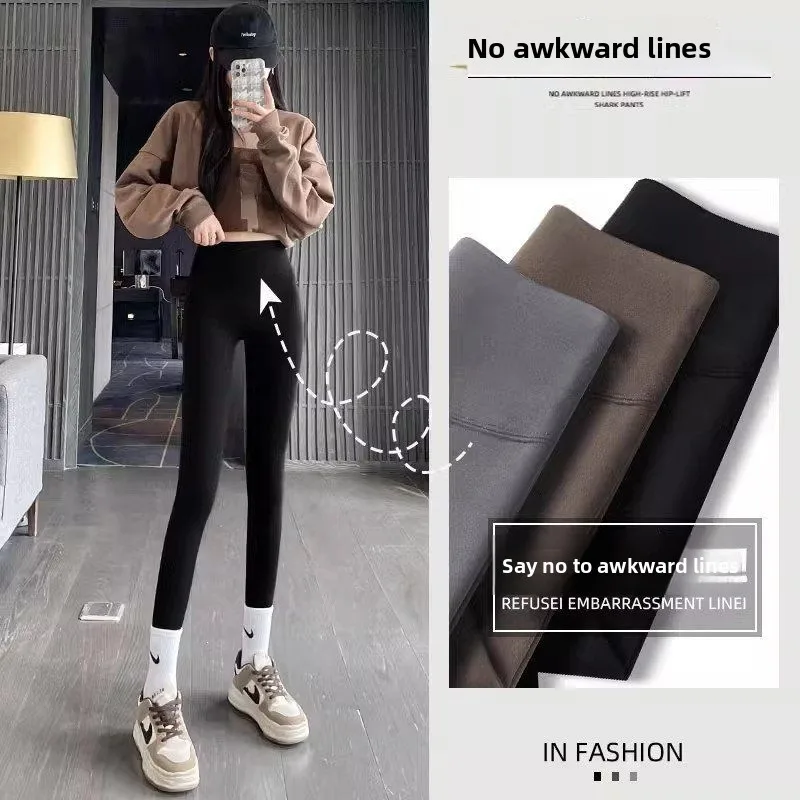 

Брюки для йоги из овчины с высокой талией на подкладке, женские брюки для фитнеса с контролем живота, подтягивающие ягодицы, базовый слой, осень-зима