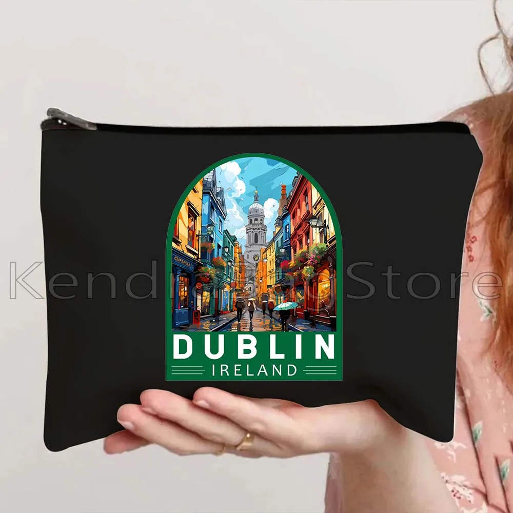 Kreta Kos Corfu Santorini Athen Griechenland Dublin Frankreich Edinburgh Sydney Reiseemblem Leinwand Kosmetik Make-up Karte Tasche Hülle Beutel