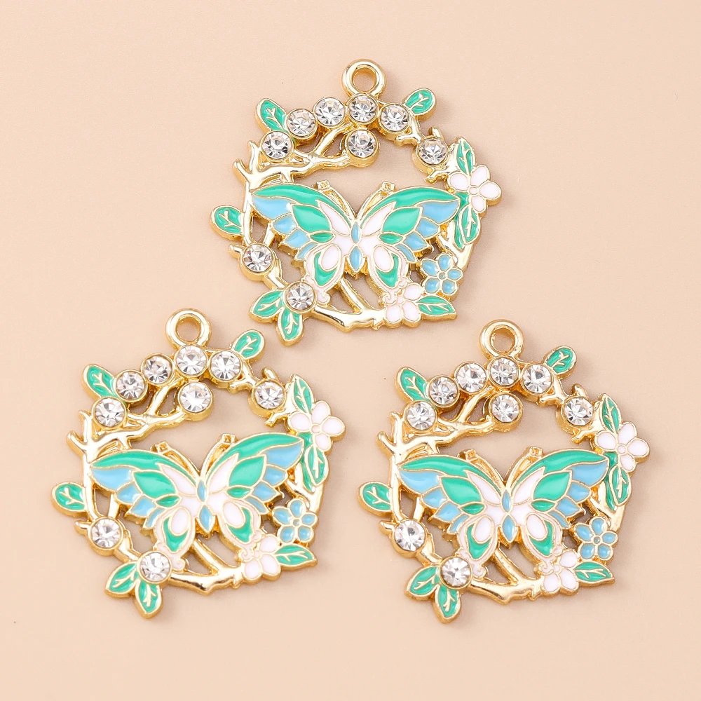 Leslie 10 stücke Neue Exquisite Blume Schmetterling Charms Emaille Schmetterling Anhänger Für Frauen DIY Halskette Ohrringe Schmuck Geschenke – Detail 9