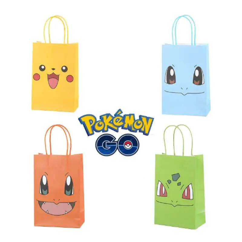 Cartoon Anime Candy Paper Bag Cartoon Pokemon Pikachu Gift Top Packaging  Action Toy Figures Toys Hobbies  Event Party Festive