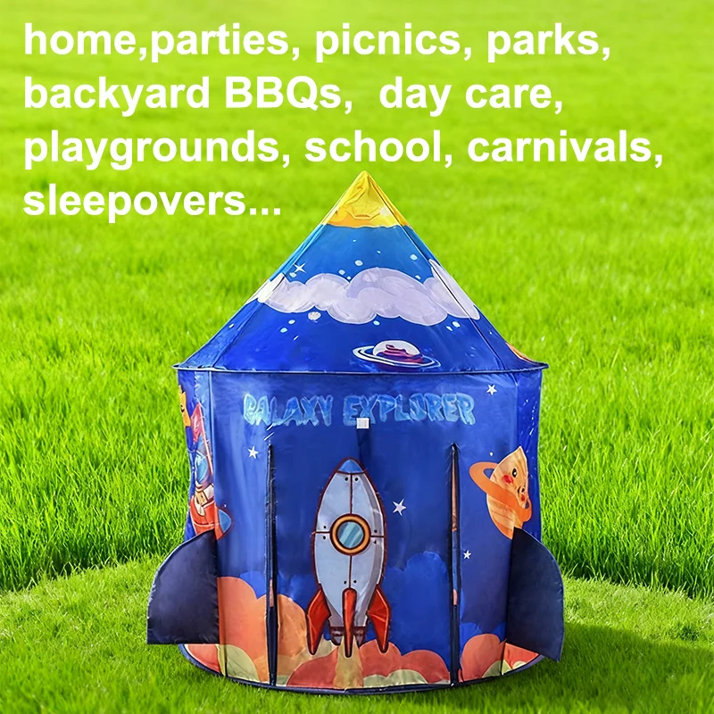125CM Rakete Kinder Kinder Zelt Tragbare Faltbare Baby Spielen Haus Große Raum Jungen Mädchen Schloss Indoor Outdoor Spielzeug Geschenk