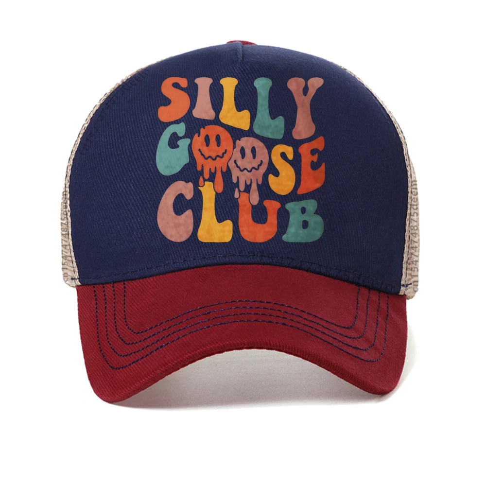 قبعة بيسبول رجالية من Silly Goose Club رسالة جرافيك، قبعات صيفية شبكية قابلة للتعديل لسائقي الشاحنات، قبعة Snapback كاجوال، قبعة شمس كاجوال