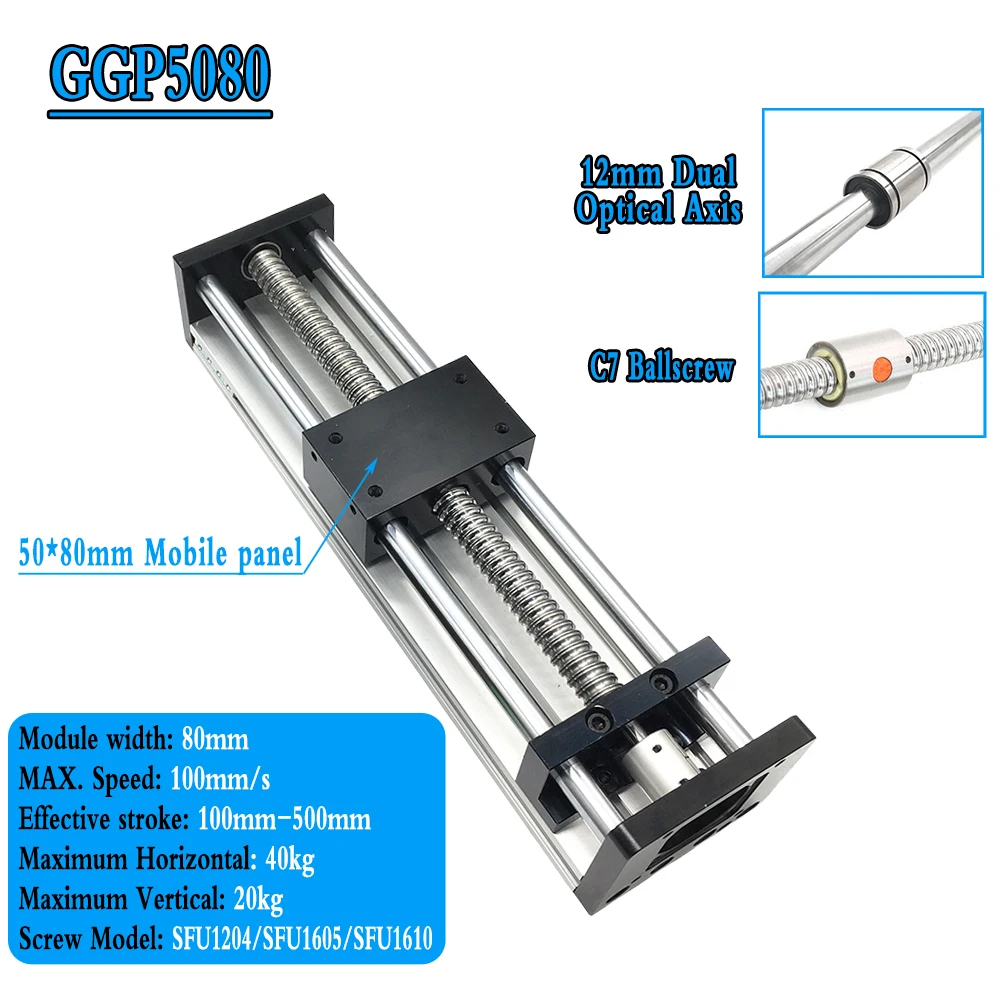 CNC Ball Screw Sliding Table Linear Rail100-300mm Stroke SFU1605 C7 Ballscrew Sliding Table Stage Linear Rail for CNC 3D Printer