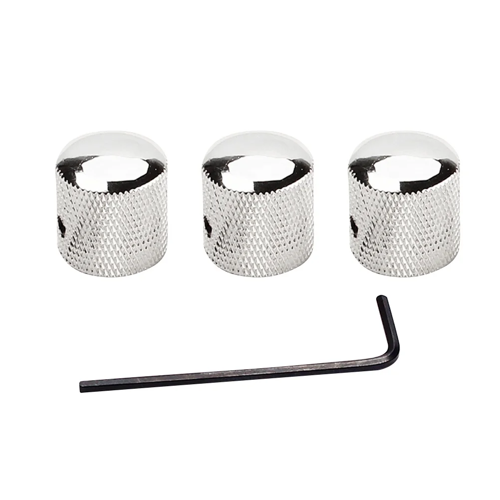

3 Pcs Knob Chrome Electric Guitar Knobs Accessories Volume Bass Dome Control Tone