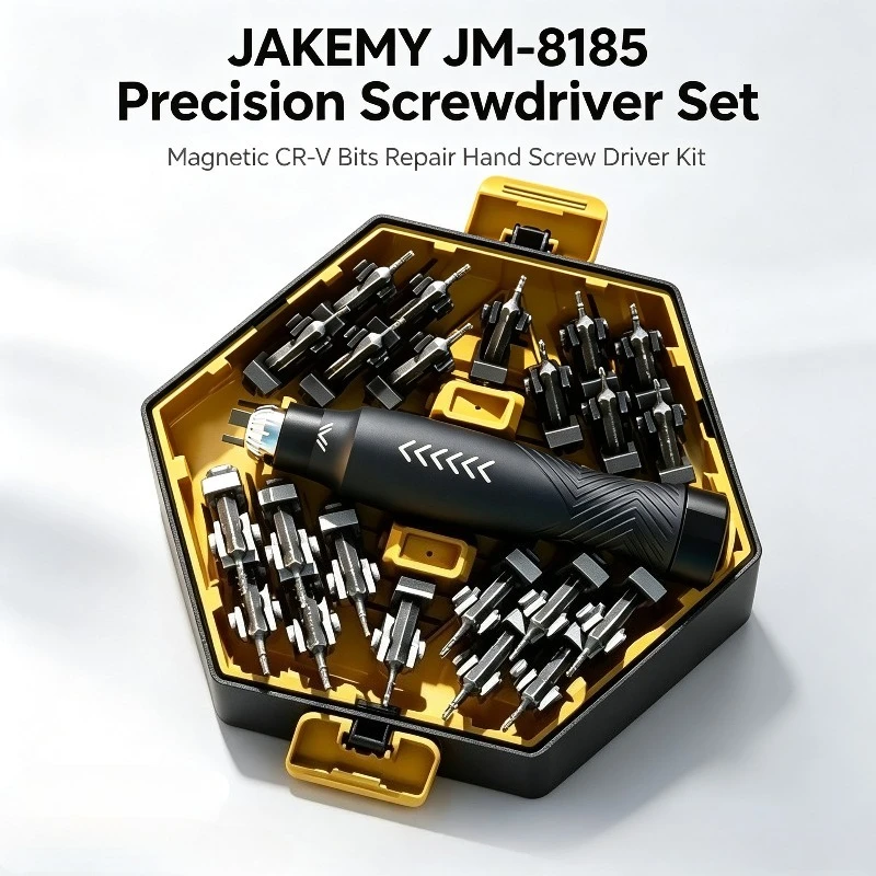 JAKEMY Precision Screwdriver Set Magnetic CR-V Bits for Mobile Phone Tablet Computer Repair Hand Screw Driver Kit JM-8185