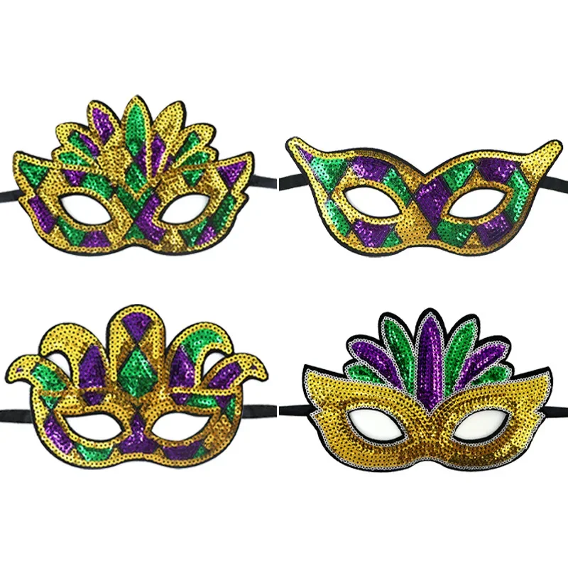 Cross-Border New Orleans Party Ball Mask Mardi Gras Carnival Color Sequin Mask Dress Up Props