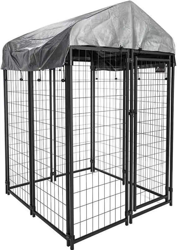 

Olympia Tools 4x4x6 Dog Kennel - Outdoor Dog Kennel Small with UV Protection Waterproof Cover, Welded Wire Dog Kennels - Ideal