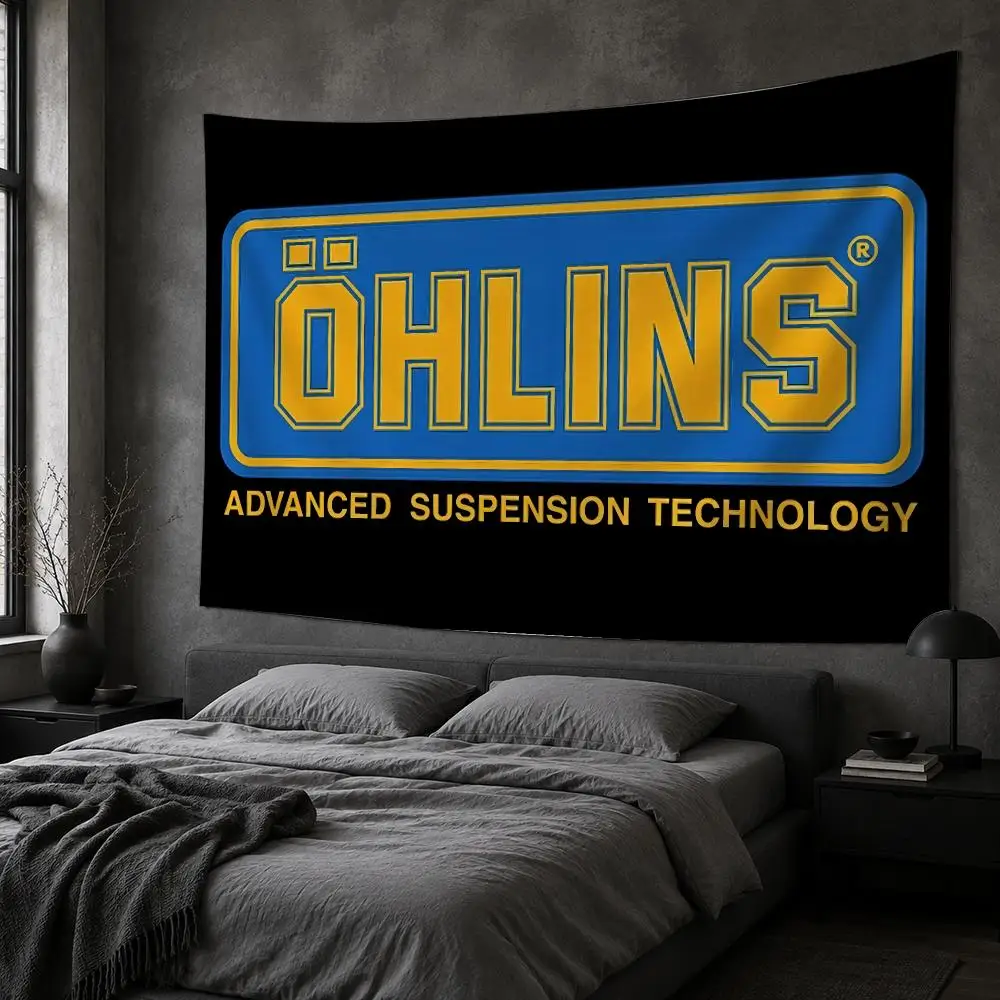 O-Ohlins Racing Car Modification Tapestry Bedroom Living Room Bar Party House Home Dorm Interior Wall Decor Background Banner