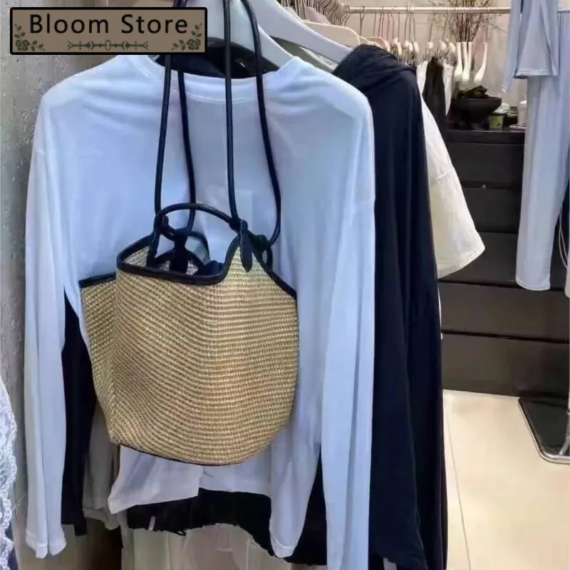 

Summer Straw Woven Tote Women Large Capacity Vacation Beach Seaside Bag Ladies Deformed Pleated Casual Versatile Handbag New