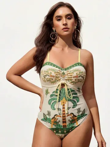 Maillot de bain grande taille L-4XL pour femme, taille haute, push-up, contrôle du ventre, ensemble bikini d'été