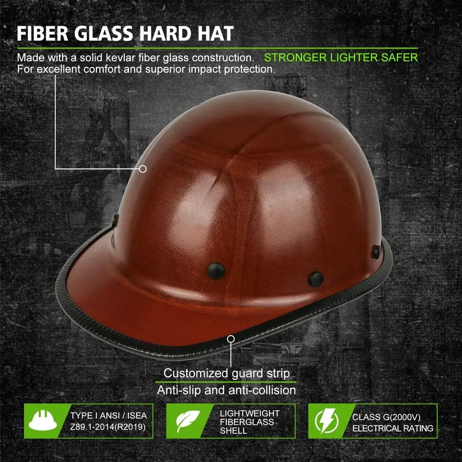 Fiberglass Full Brim Hard Hat OSHA amp ANSI Rated Fiber Hardhat for Men with Brim Guard