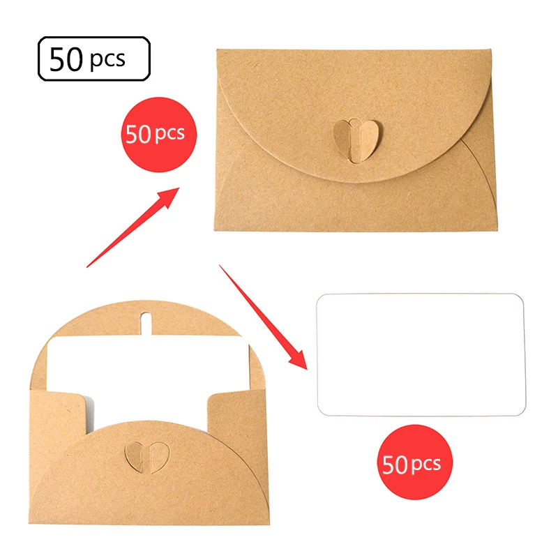 50pcs 7x10.5 Kraft paper Envelopes for Wedding, Graduation, Baby Shower, Greeting Card