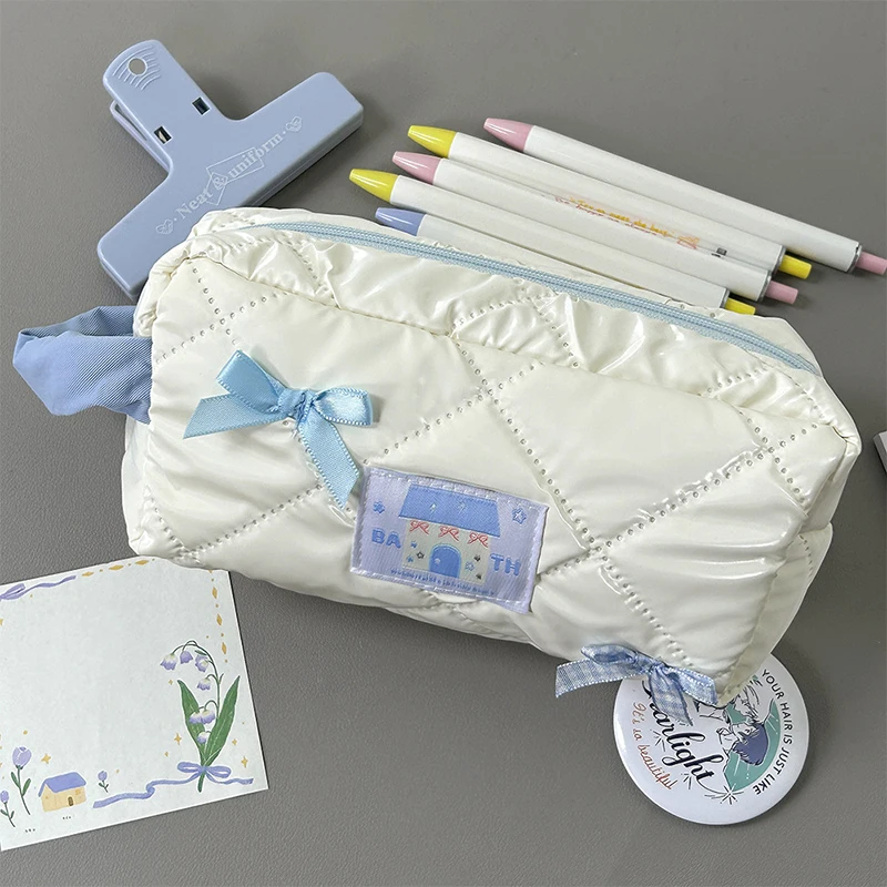 

Korean Sweet Bow Pencil Case For Girls – Large Capacity, Portable Stationery Bag & Cosmetic Organizer