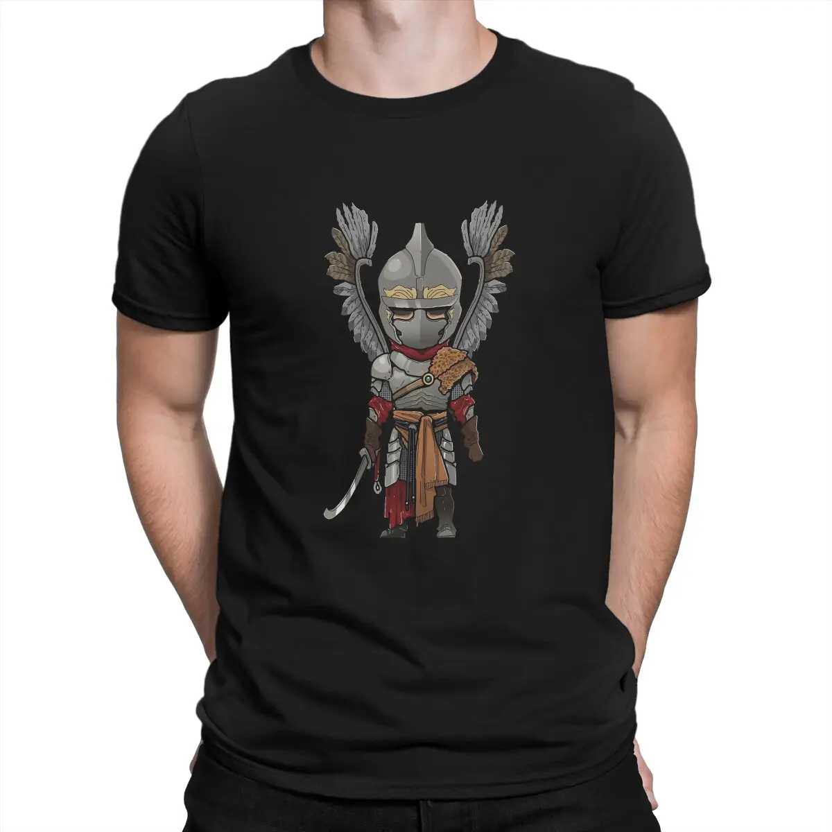 Vintage Polish Warrior T-Shirt for Men O Neck T Shirts Winged Hussar Short Sleeve Tees Printed Clothing