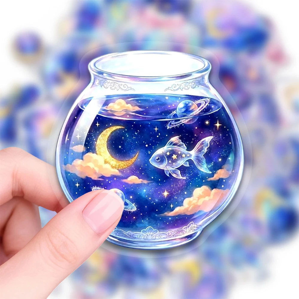 

10/30/50pcs Blue Cute Starry Sky Dreamy Crystal Aesthetic Stickers INS Style Cartoon PET Sticker DIY Guitar Luggage Decals Gifts