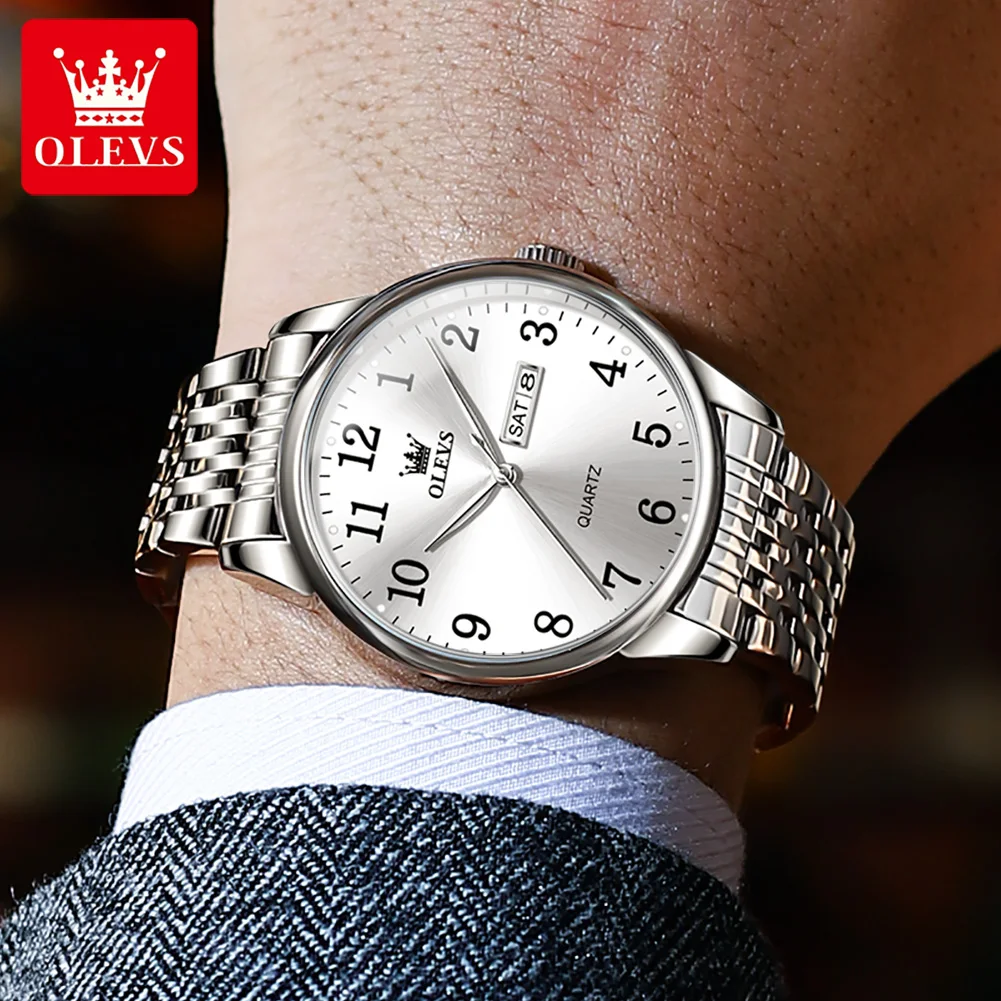 OLEVS Business Watch for Men Top Brand Luxury Man Quartz Wristwatch Stainless Steel Simple Original Men\'s Watches Montre Homme