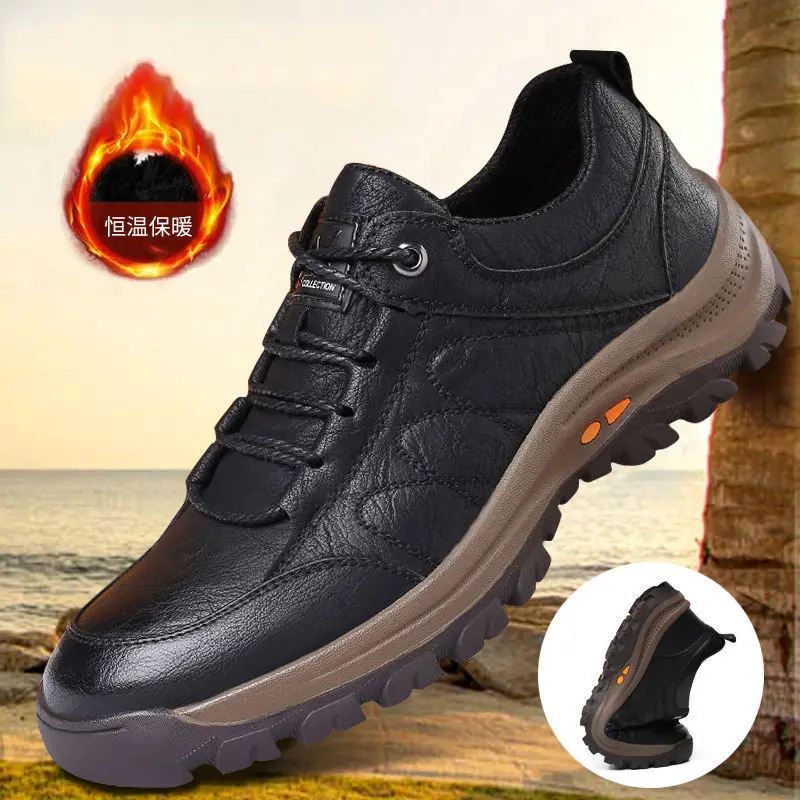 2023 New Autumn and Winter New Climbing Shoes, Casual Thickening Men\'s Shoes, Men\'s Sports Shoes, Leather Men\'s Shoes Men Shoes