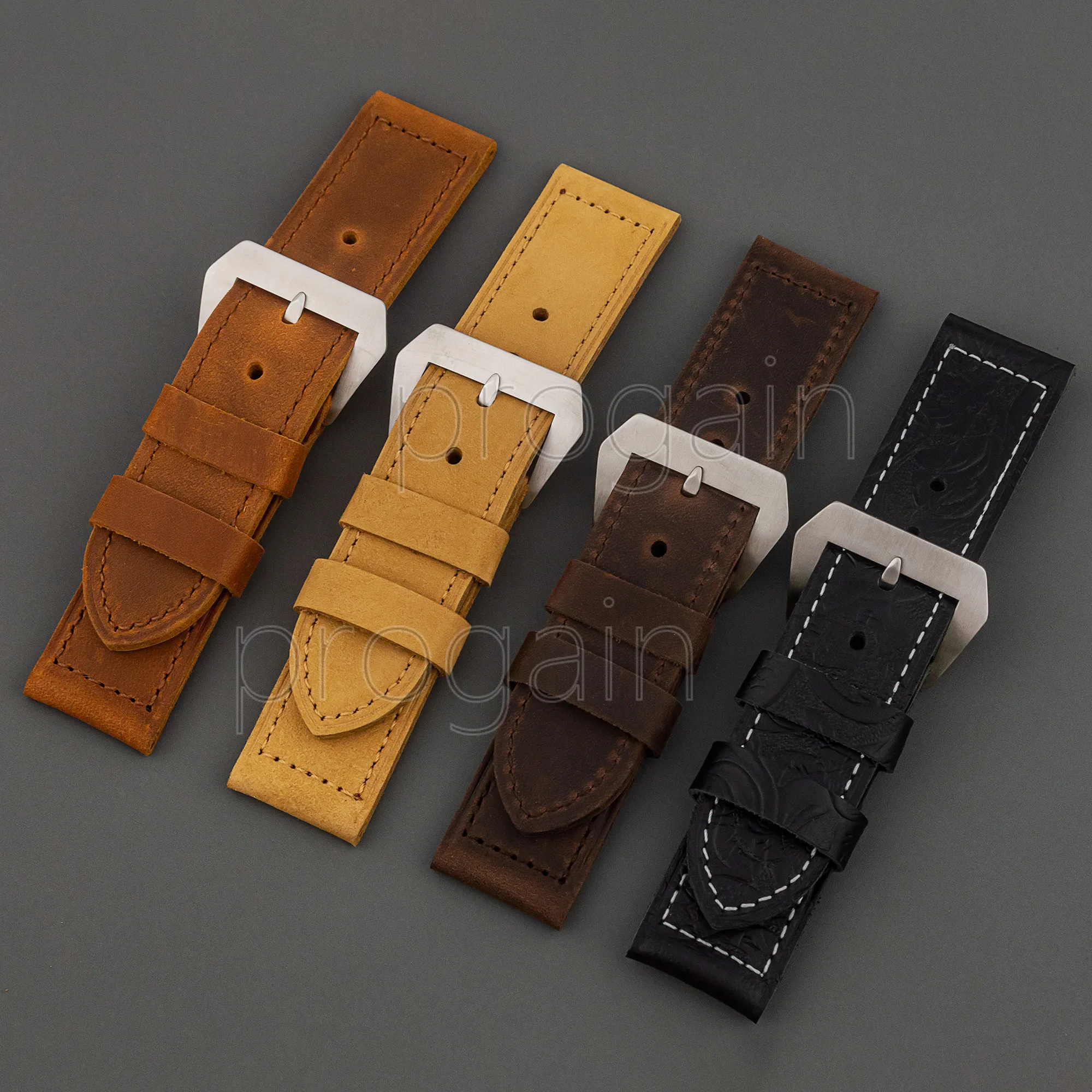 26MM Handmade Genuine Leather Strap/Band Head Layer Cowhide Men's Bracelet Vintage for PAM 6154 6152 Watch accessories mod parts